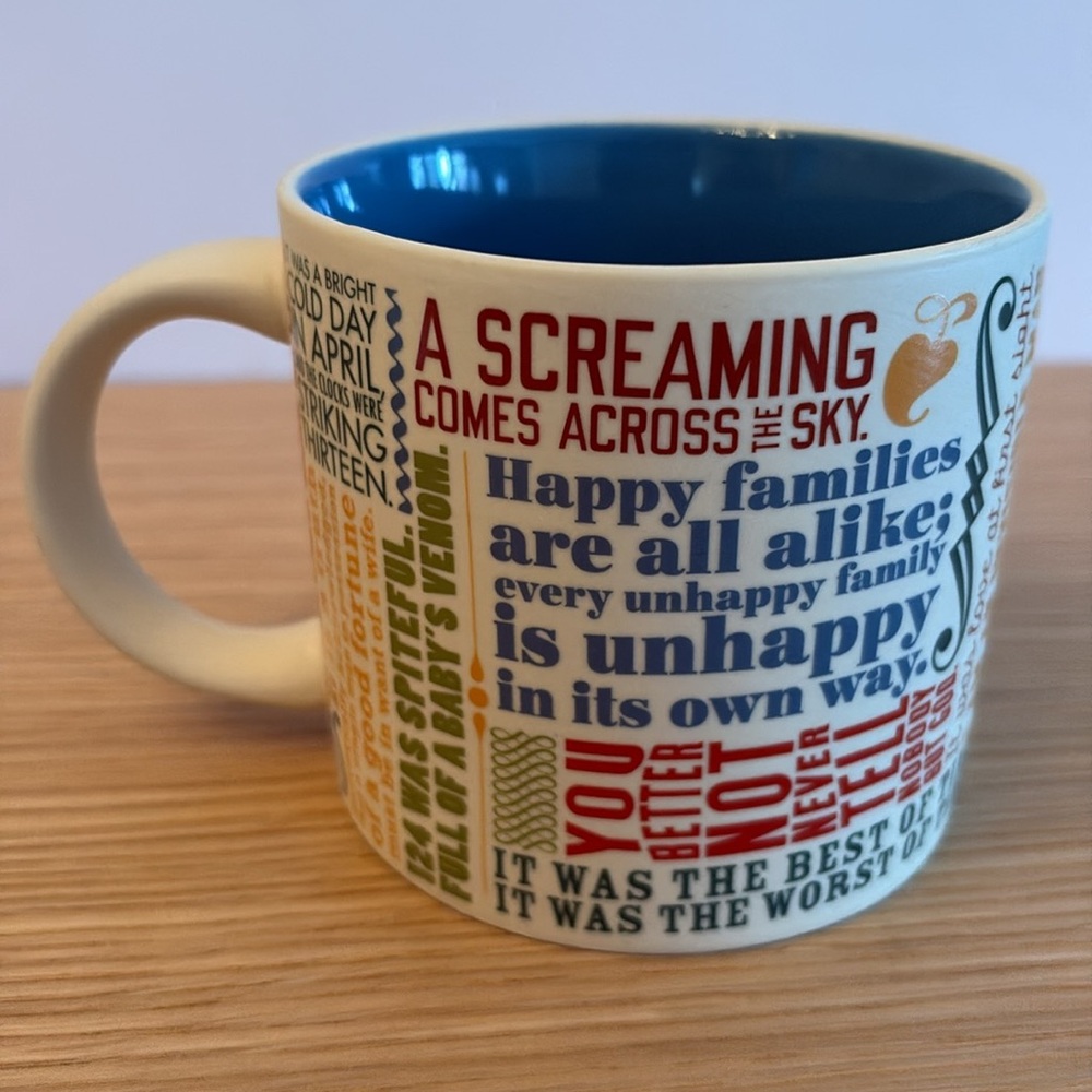Unemployed Philosophers Guild First Lines of Literature Coffee Mug Book Quotes